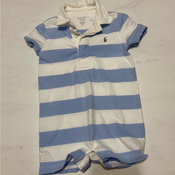 Ralph Lauren Other - Ralph Lauren Baby Romper in Blue and White Stripes